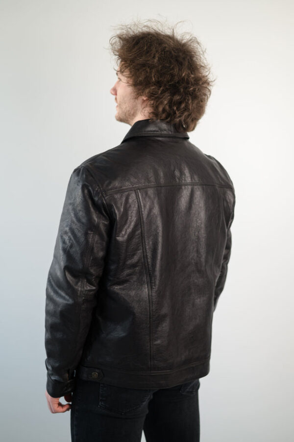 DARK BLACK TRUCKER JACKET - Image 2