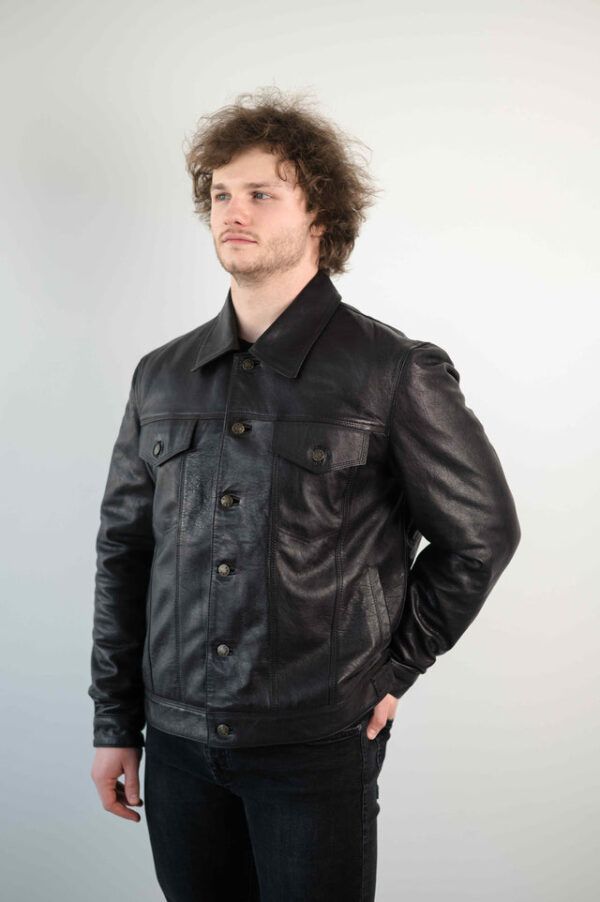 DARK BLACK TRUCKER JACKET - Image 4