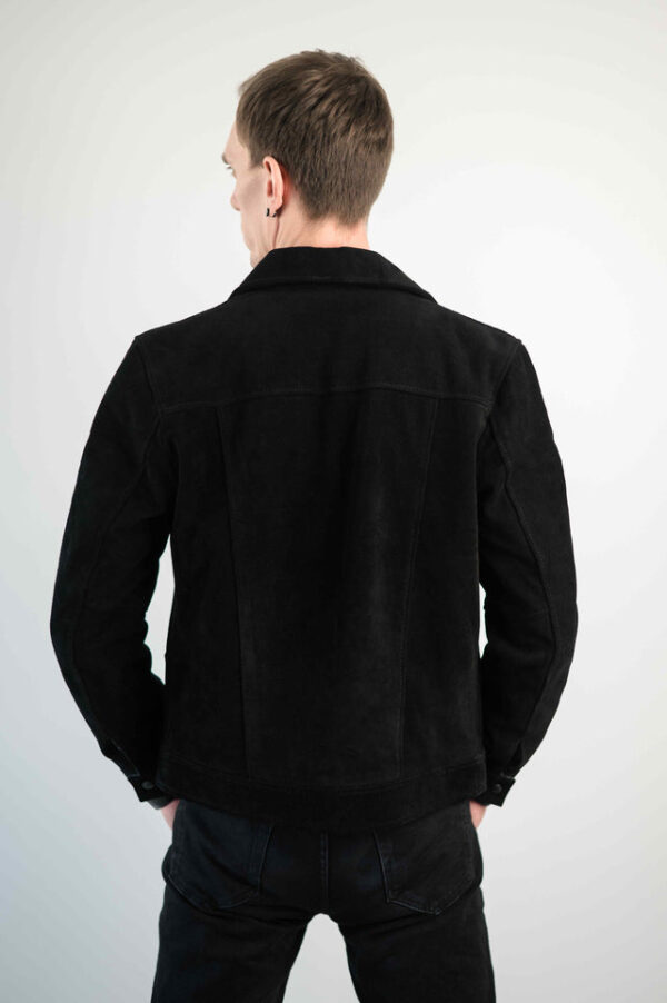 LUXURY SUEDE BLACK LEATHER JACKET - Image 3